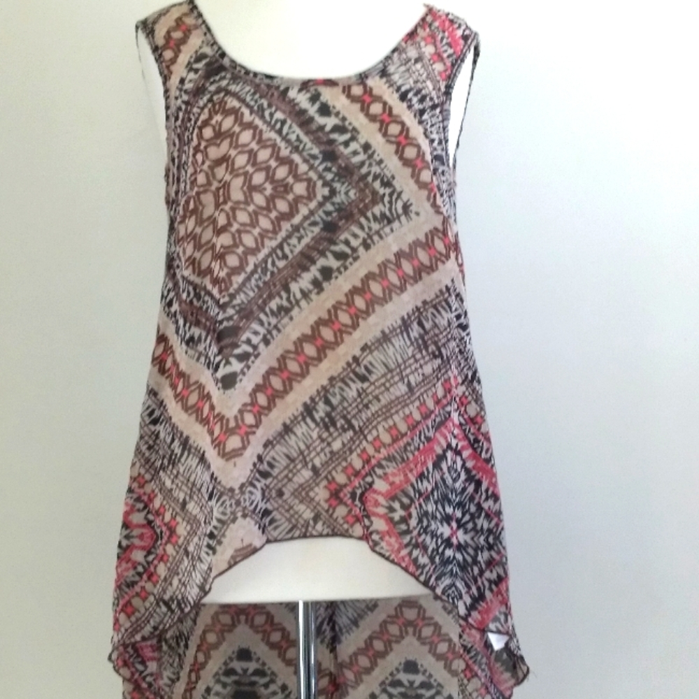 High Low Multicolored Shirt, Size Medium